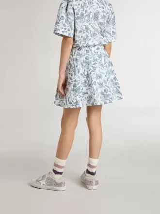Witte meisjesrok met blauwe print