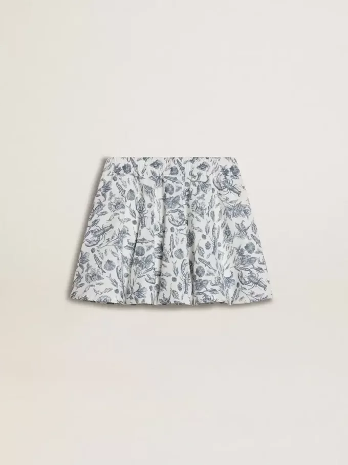 Witte meisjesrok met blauwe print