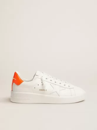 Witte Purestar sneakers met fluorescerende oranje hielband