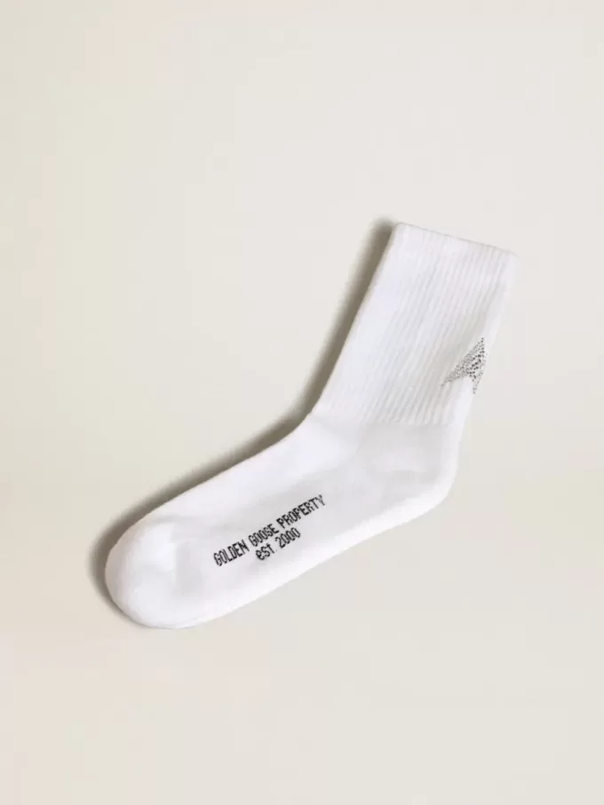 Witte sokken met kristallen ster aan de achterkant