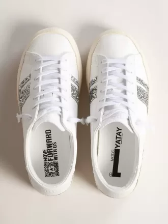 Yatay Model 1B duurzame sneakers met wit bio-based bovenwerk en zilveren gerecyclede glitter Y