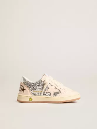 Young Ball Star in glitter met zilverkleurige metallic leren hiellip