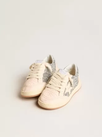Young Ball Star in glitter met zilverkleurige metallic leren hiellip