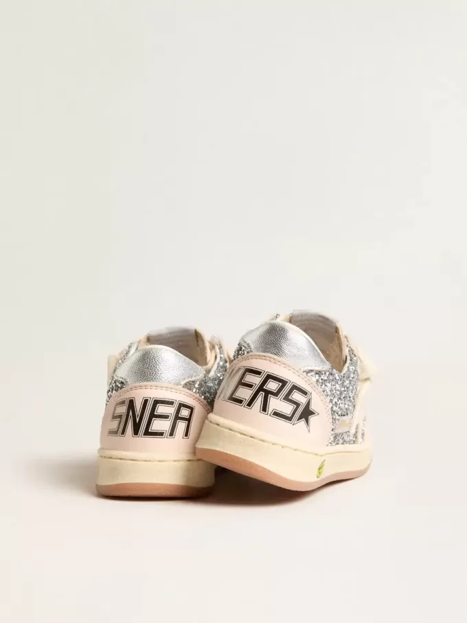 Young Ball Star in glitter met zilverkleurige metallic leren hiellip