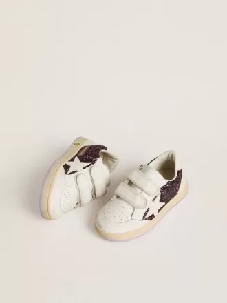 Young Ball Star in paars glitter met witte leren ster en hielstuk