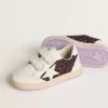 Young Ball Star in paars glitter met witte leren ster en hielstuk