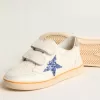Young Ball Star met blauwe glitterster en beige suède hielstuk