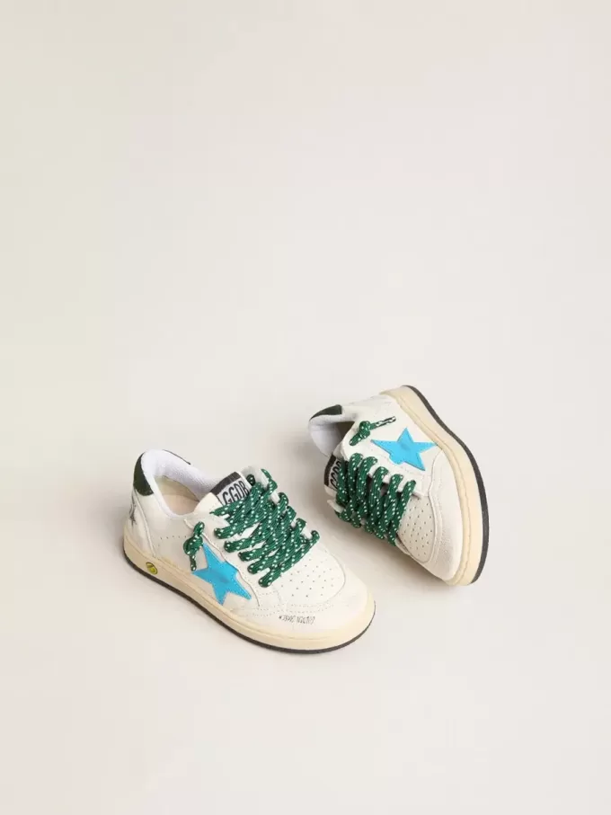 Young Ball Star met turquoise ster en groene suède hiellip