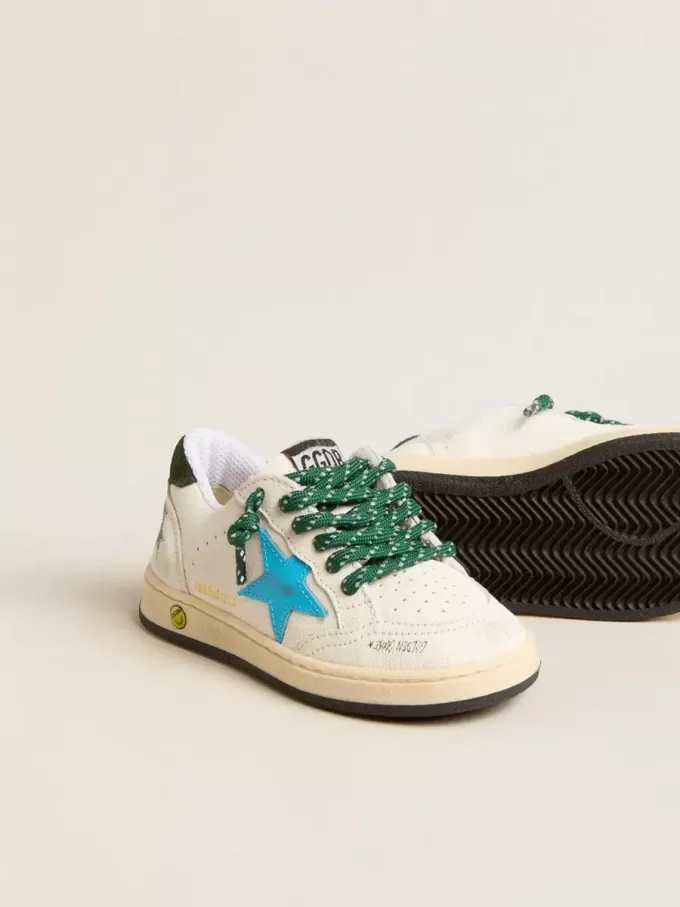 Young Ball Star met turquoise ster en groene suède hiellip