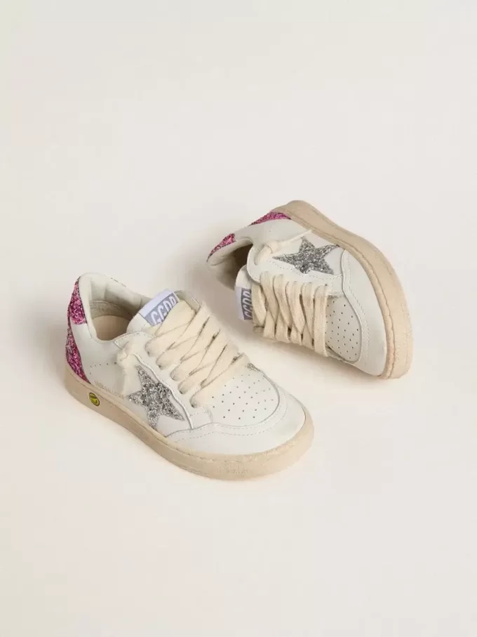 Young Ball Star met zilveren glitterster en roze glitter hielstuk