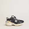 Young Lightstar in blauw leer en mesh met grijze leren ster