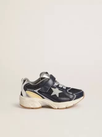 Young Lightstar in blauw leer en mesh met grijze leren ster