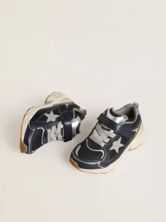 Young Lightstar in blauw leer en mesh met grijze leren ster