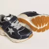 Young Lightstar in blauw leer en mesh met grijze leren ster