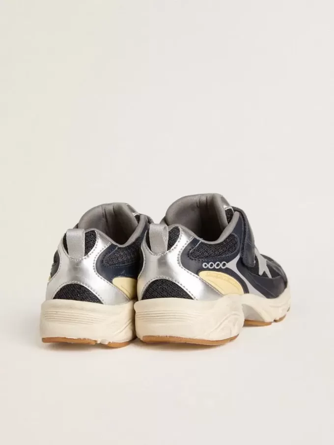 Young Lightstar in blauw leer en mesh met grijze leren ster