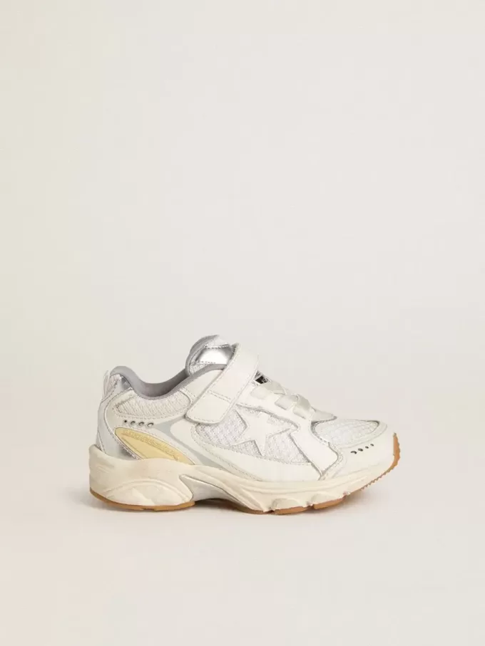 Young Lightstar in wit leer en mesh met witte leren ster