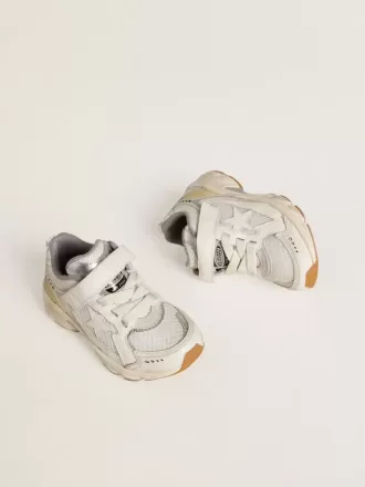 Young Lightstar in wit leer en mesh met witte leren ster