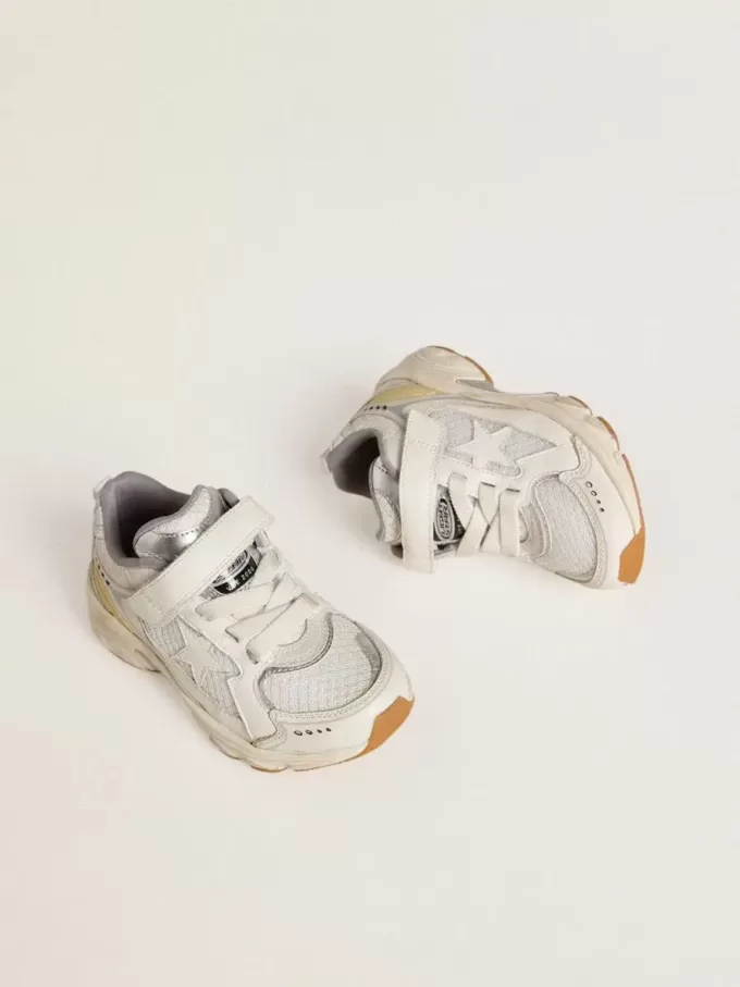 Young Lightstar in wit leer en mesh met witte leren ster