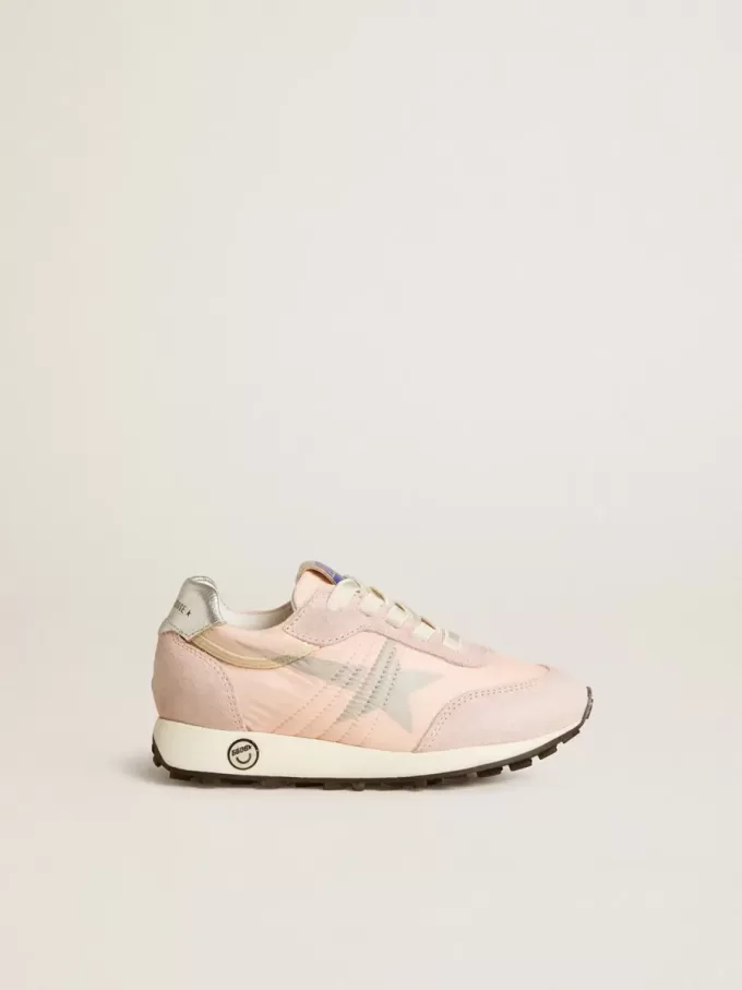 Young Marathon in roze nylon met opgedrukte ster en leren hielstuk