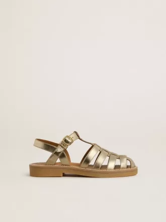 Young Maxime sandalen van goudkleurig metallic leer