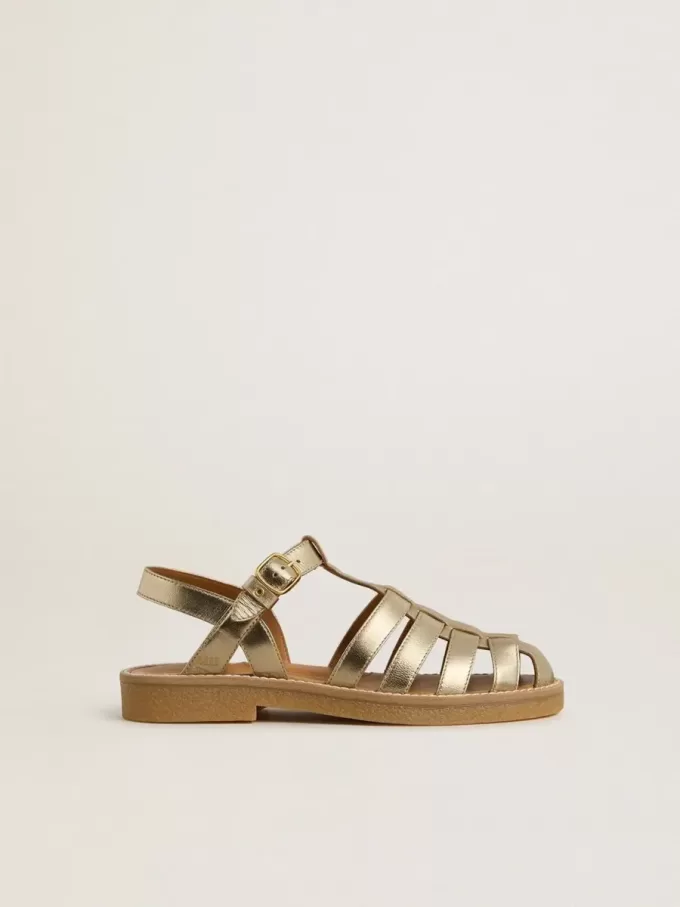 Young Maxime sandalen van goudkleurig metallic leer
