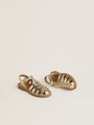 Young Maxime sandalen van goudkleurig metallic leer