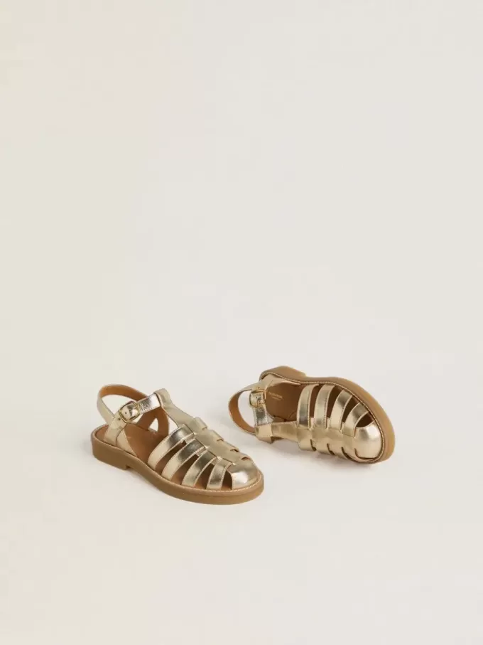 Young Maxime sandalen van goudkleurig metallic leer