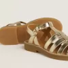 Young Maxime sandalen van goudkleurig metallic leer