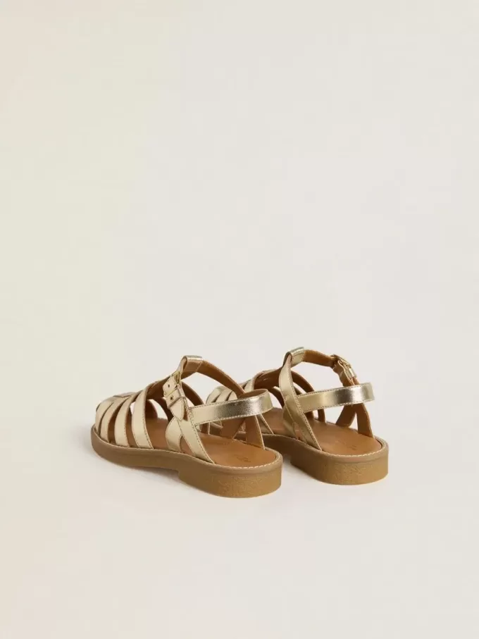 Young Maxime sandalen van goudkleurig metallic leer