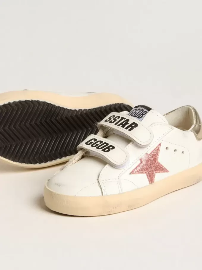 Young Old School in leer met metallic perzikkleurige leren ster