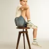Young Old School in platina glitter met leren ster en hielstuk