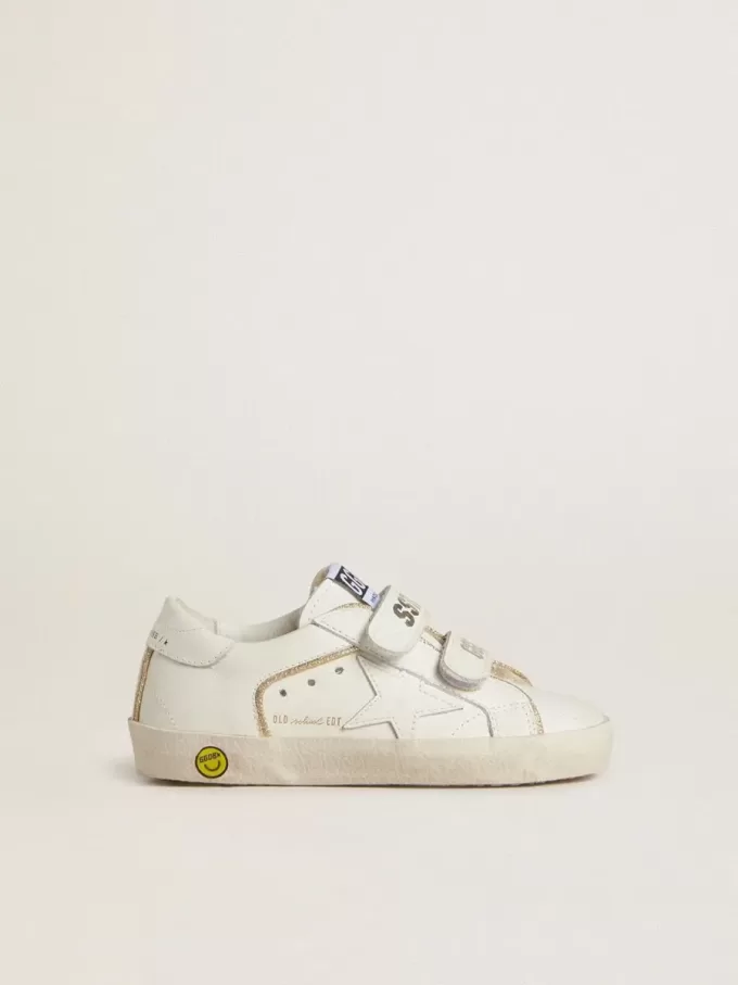 Young Old School in wit leer met gouden details
