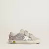Young Old School in zilver en roze glitter met witte leren ster