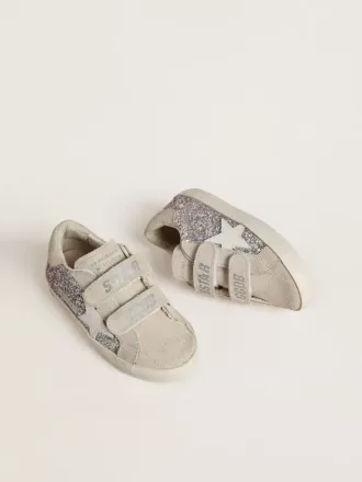 Young Old School in zilver en roze glitter met witte leren ster