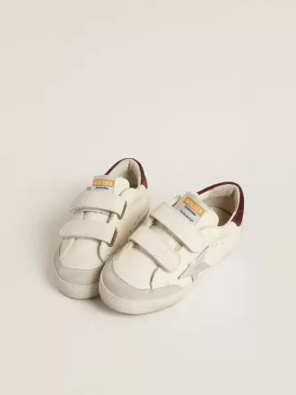 Young Old School met zilverkleurige metalen leren ster en paarse suède hiellip