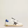 Young Old School met zwarte slangenprint leren ster en blauwe hiel