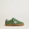 Young Super-Star in groen suède met babyblauwe ster en hielbandje