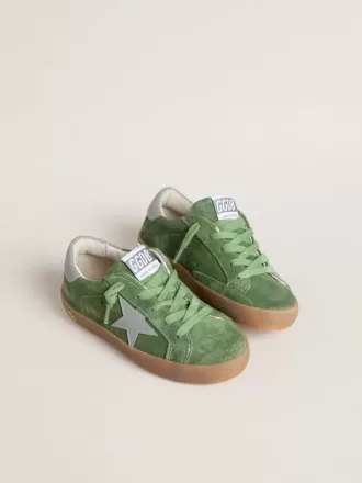 Young Super-Star in groen suède met babyblauwe ster en hielbandje