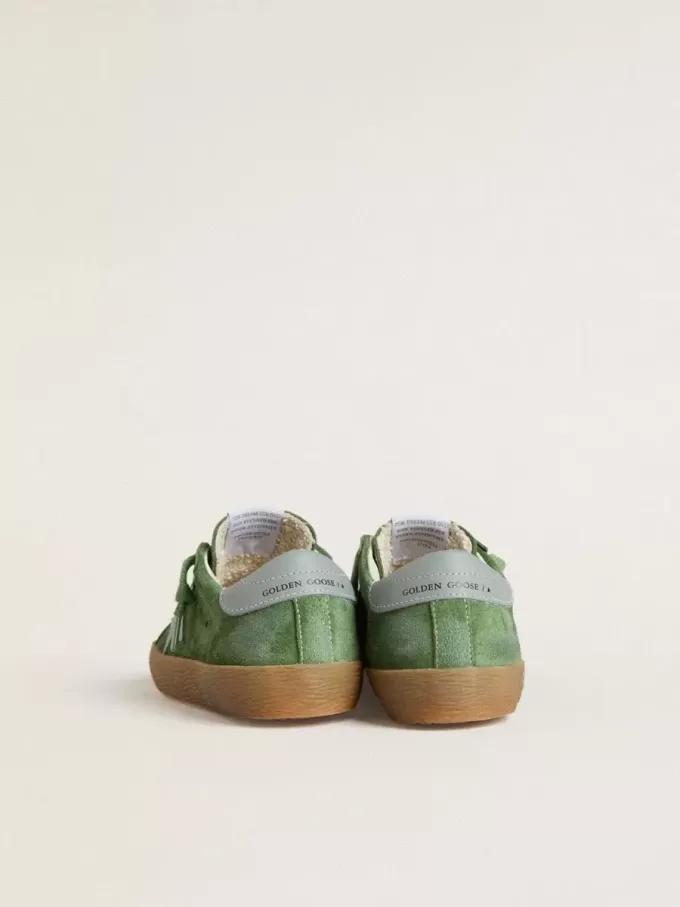 Young Super-Star in groen suède met babyblauwe ster en hielbandje