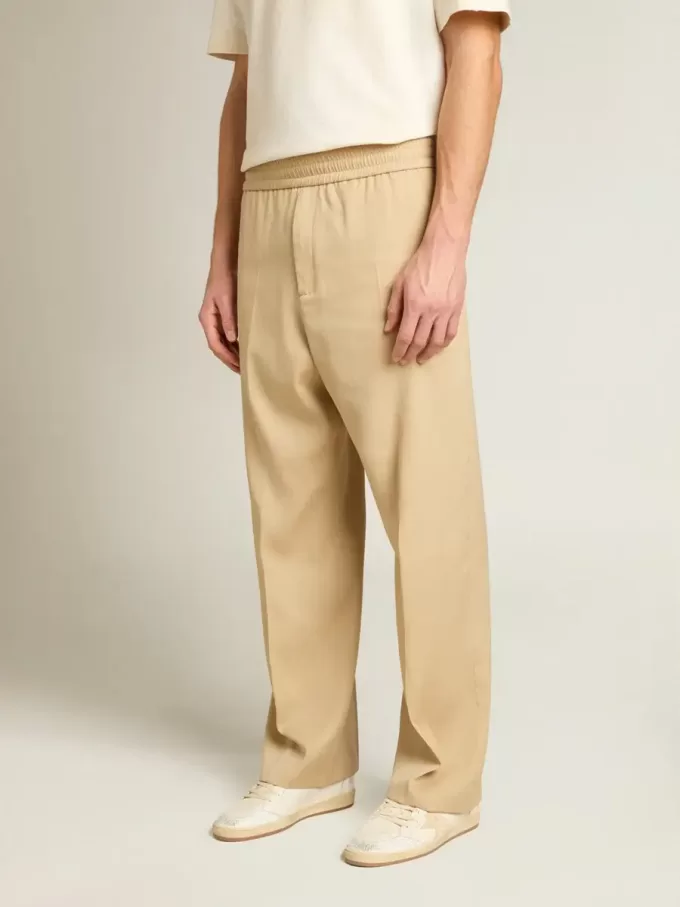 Zandkleurige joggingbroek voor heren met zak aan de achterkant