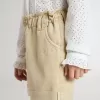 Zandkleurige korte broek voor meisjes met geborduurd logo