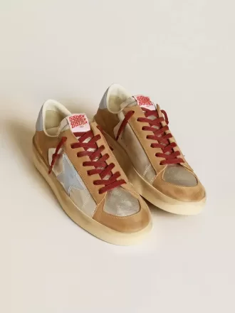 Zilveren Stardan LTD voor heren met lichtblauwe leren ster en nubuck inzetstukken