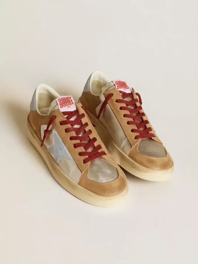 Zilveren Stardan LTD voor heren met lichtblauwe leren ster en nubuck inzetstukken