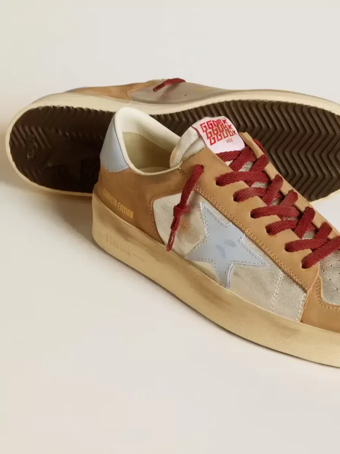Zilveren Stardan LTD voor heren met lichtblauwe leren ster en nubuck inzetstukken