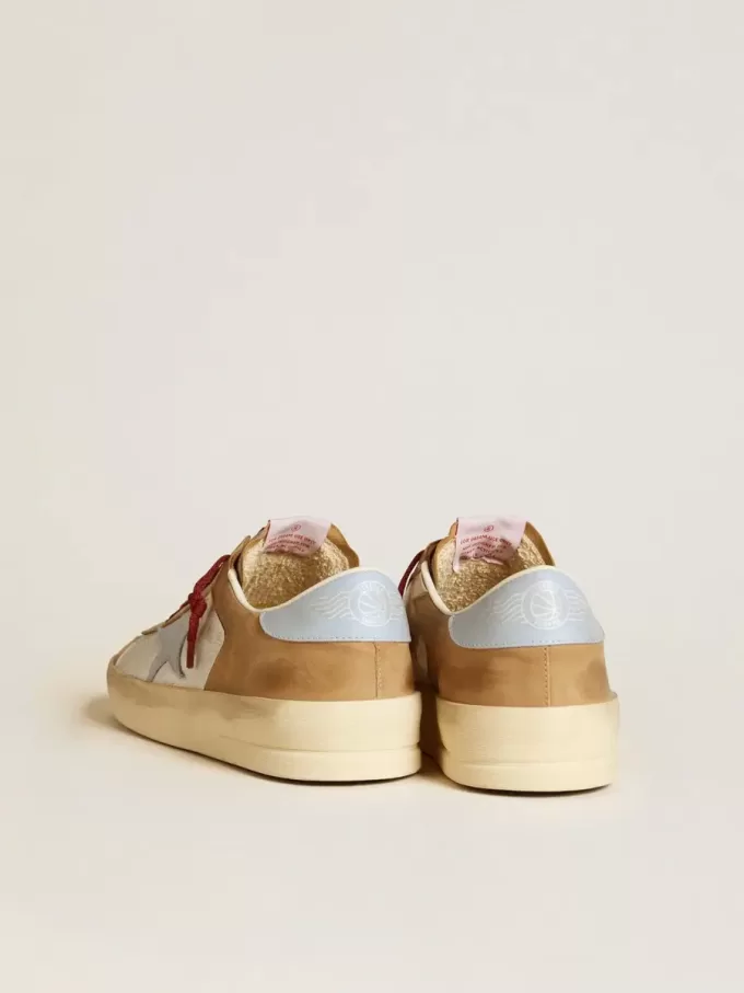 Zilveren Stardan LTD voor heren met lichtblauwe leren ster en nubuck inzetstukken