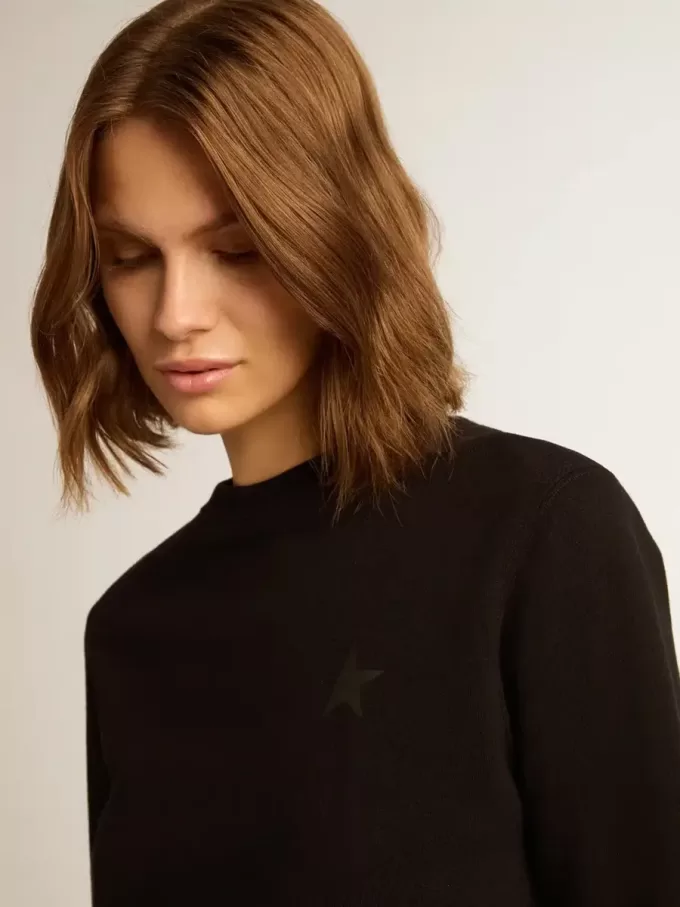 Zwart Athena Star Collection-sweatshirt met ton sur ton ster op de voorkant