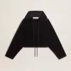 Zwart chenille sweatshirt voor dames met borduursel op de rug