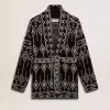 Zwart damesvest met riem en kristallen