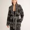 Zwart damesvest met riem en kristallen
