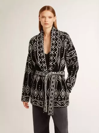 Zwart damesvest met riem en kristallen